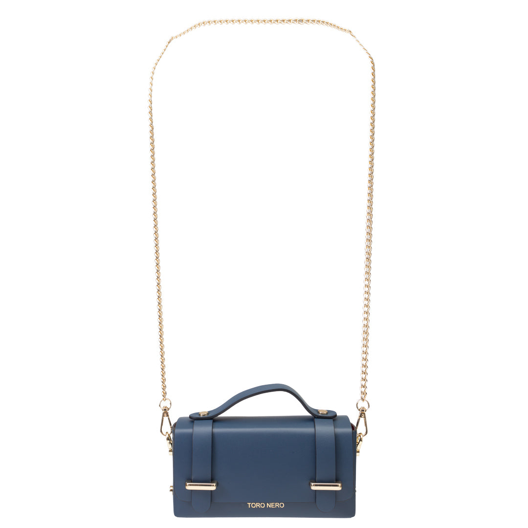 Damenhandtasche aus echtem Leder in Marineblau Natalia