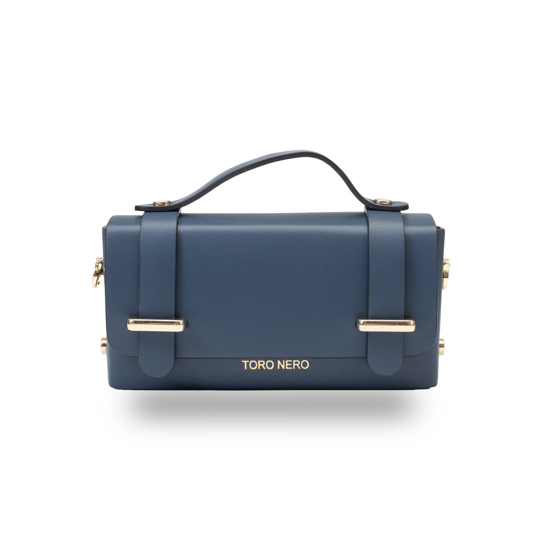 Damenhandtasche aus echtem Leder in Marineblau Natalia