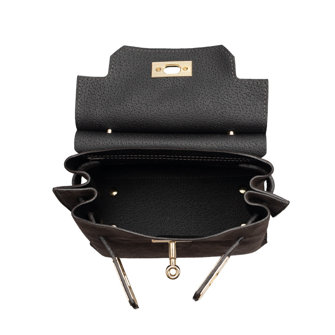 Borsa da donna in vera pelle marrone scuro Renata