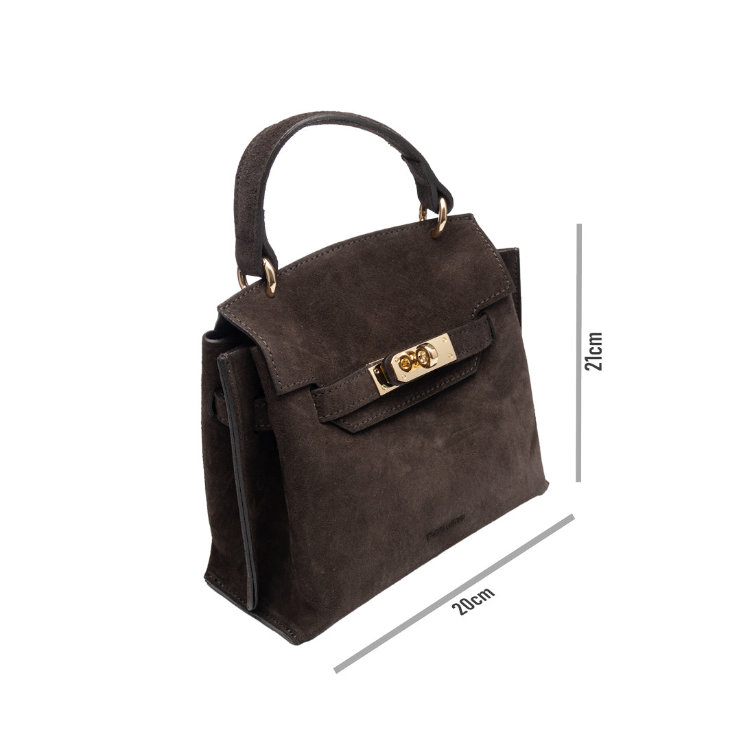Borsa da donna in vera pelle marrone scuro Renata