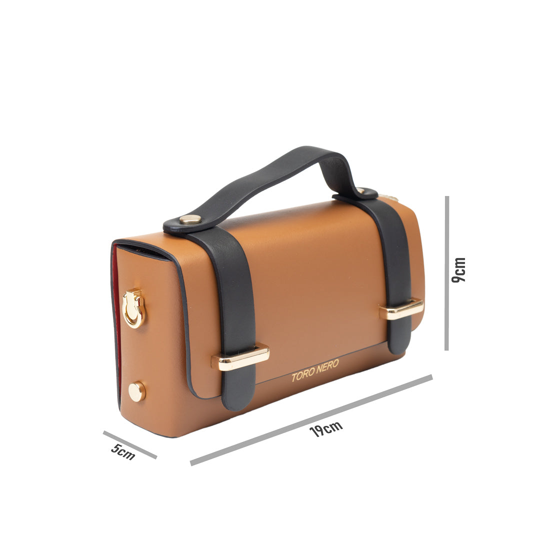 Damenhandtasche aus braun-schwarzem Echtleder Natalia