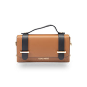 Damenhandtasche aus braun-schwarzem Echtleder Natalia