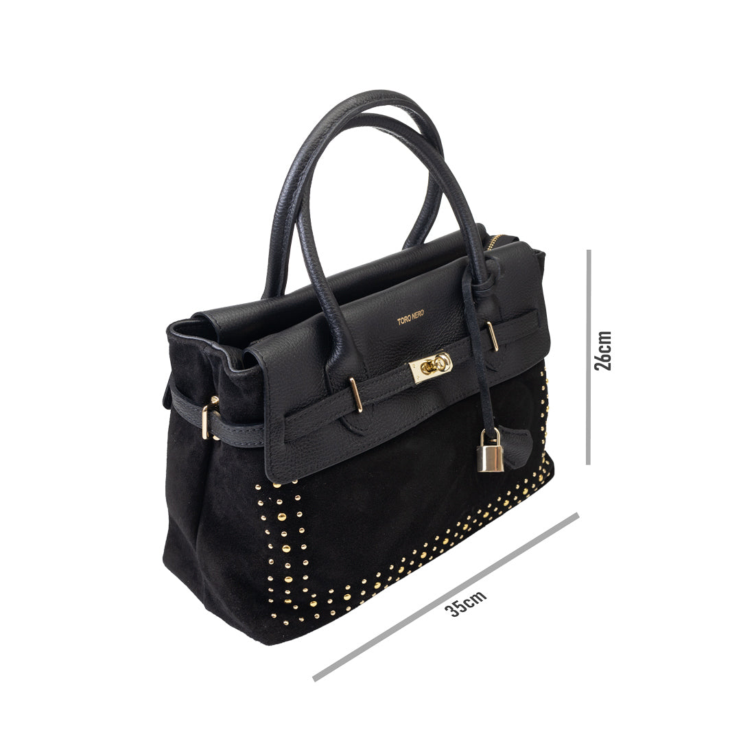 Damenhandtasche aus echtem Leder schwarz Mira