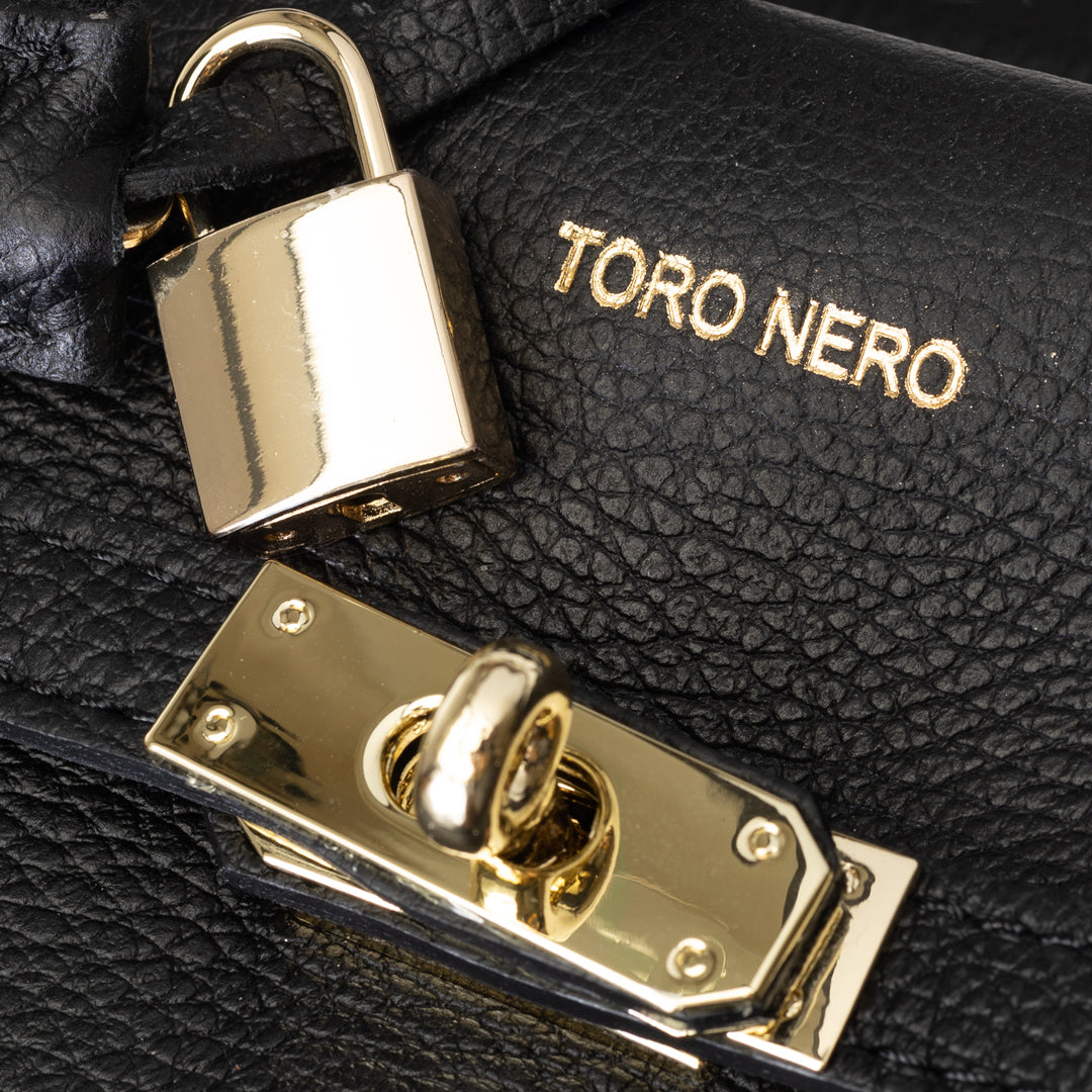 Damenhandtasche aus echtem Leder schwarz Mira