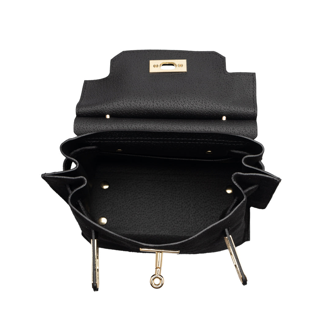 Damenhandtasche aus echtem Leder, schwarz Renata