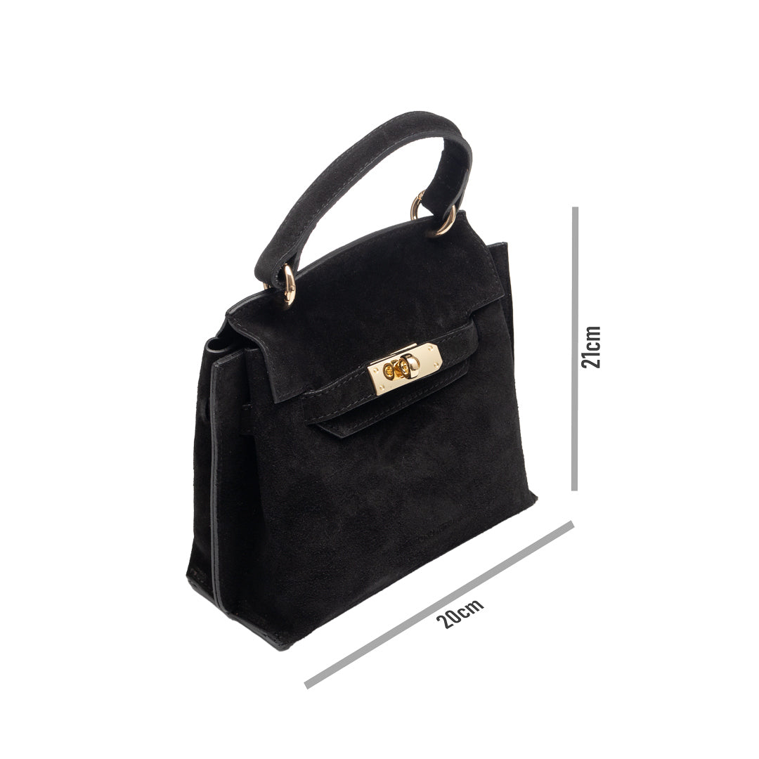 Damenhandtasche aus echtem Leder, schwarz Renata