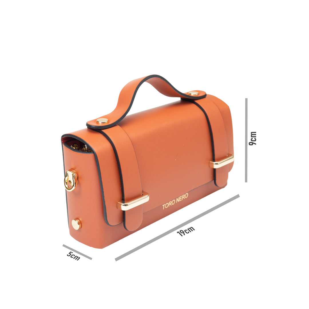 Damenhandtasche aus echtem Leder orange Natalia