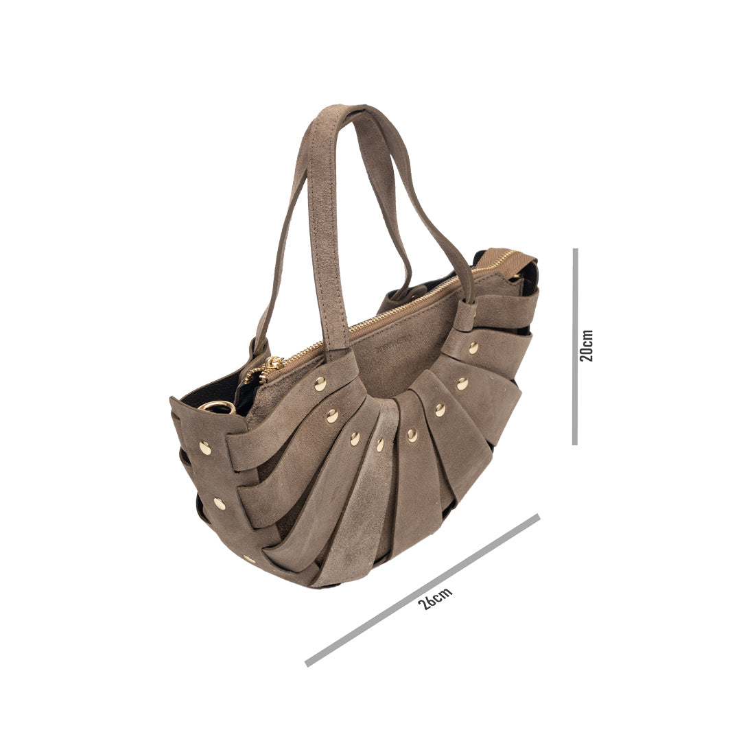 Damska torba z naturalnej skóry, taupe, Ruth