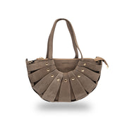 Damska torba z naturalnej skóry, taupe, Ruth