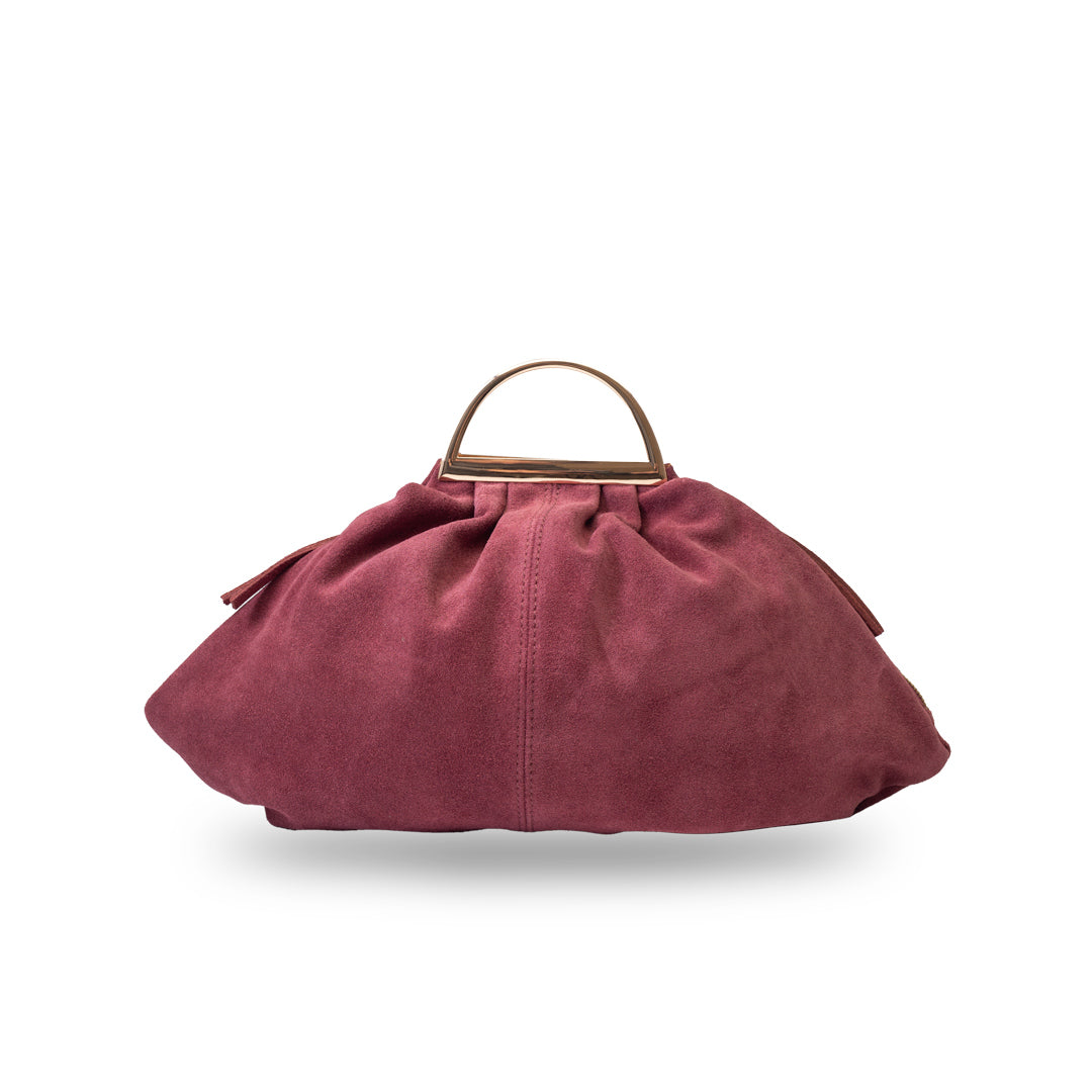 Damenhandtasche aus echtem Leder, bordeauxrot, Modell Monica