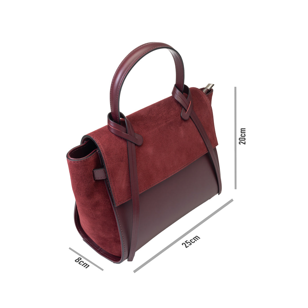 Geantă damă din piele intoarsa naturala bordo Erika