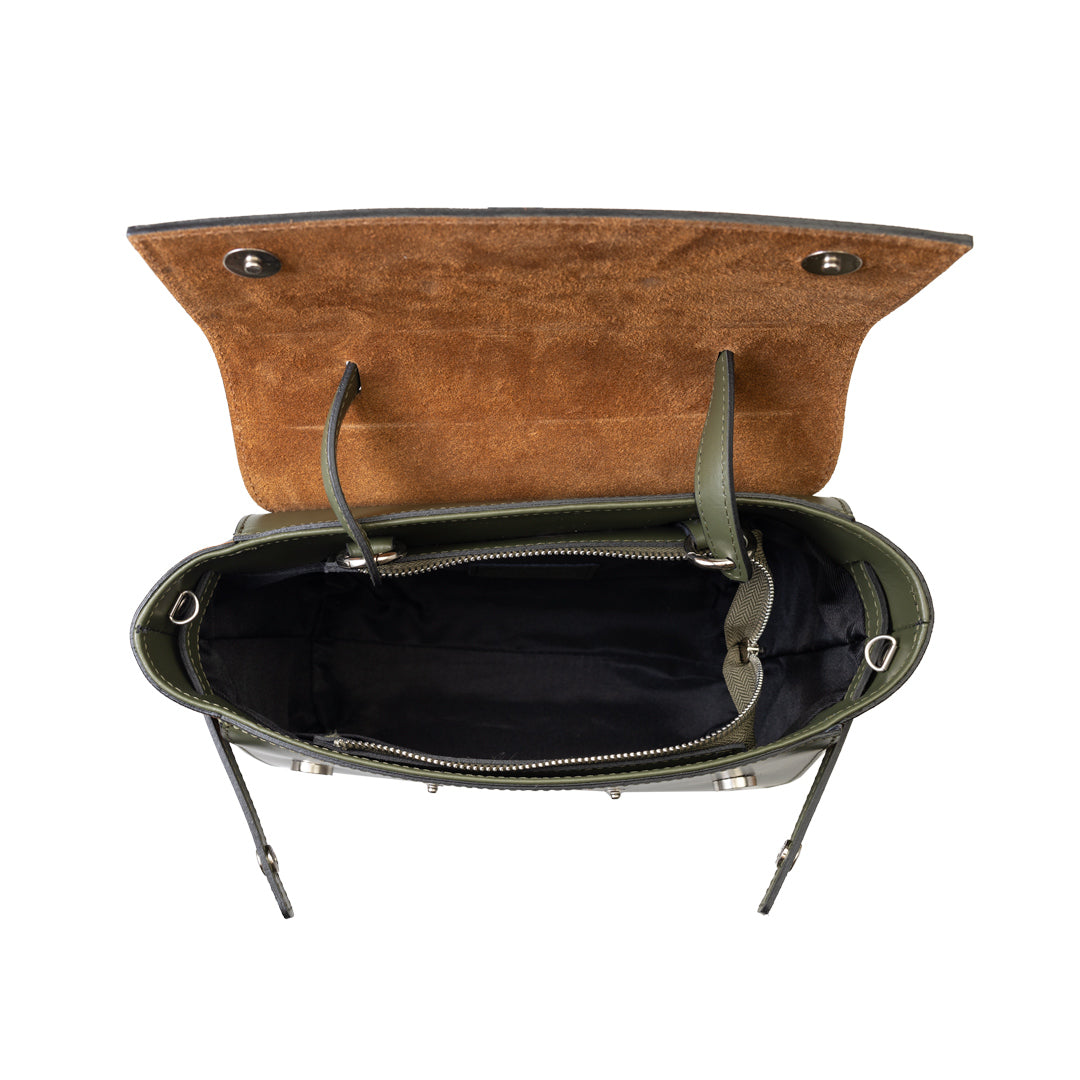 Women's bag made of brown-green genuine leather Armi Erika