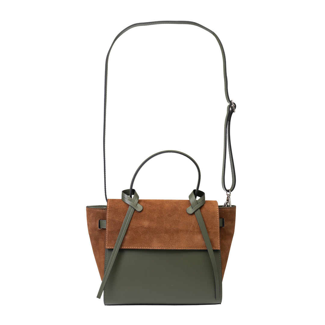 Women's bag made of brown-green genuine leather Armi Erika