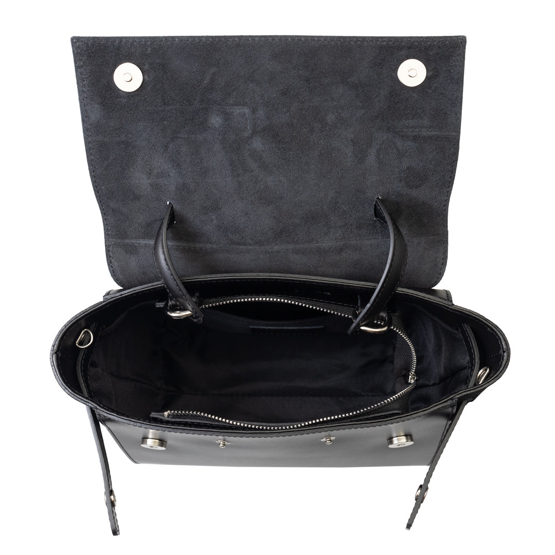 Women's bag made of natural black suede leather Erika