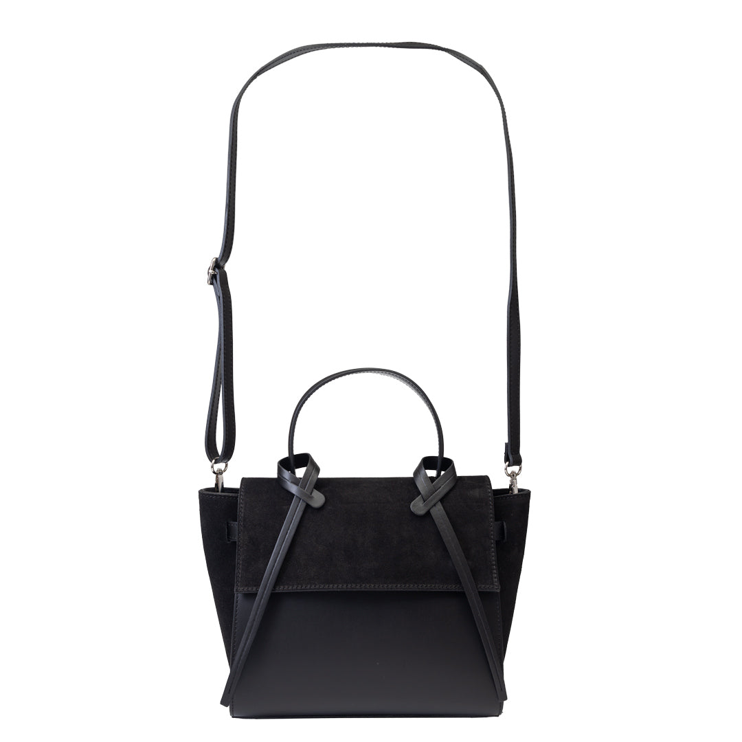 Women's bag made of natural black suede leather Erika