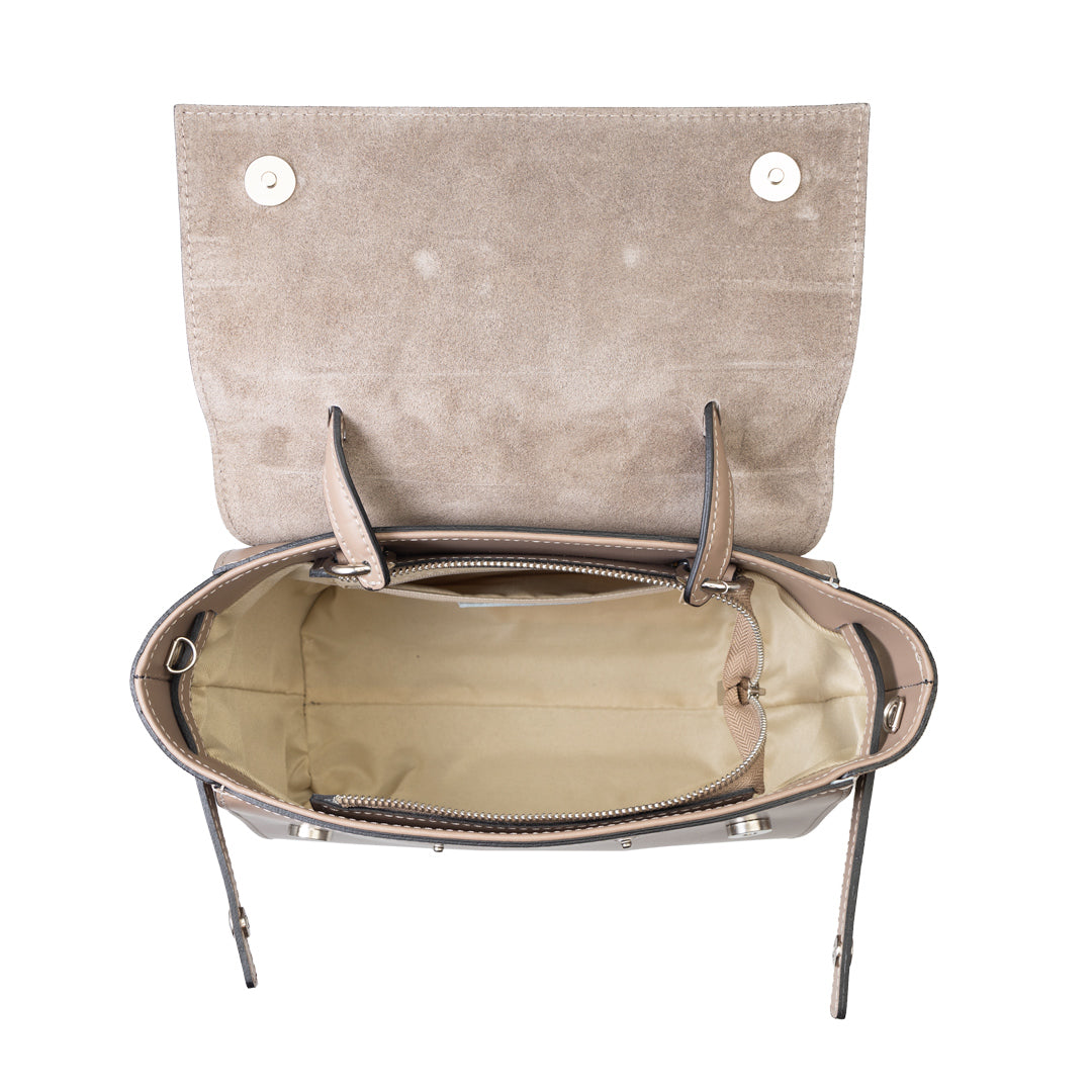 Sac à main en daim naturel taupe foncé Erika