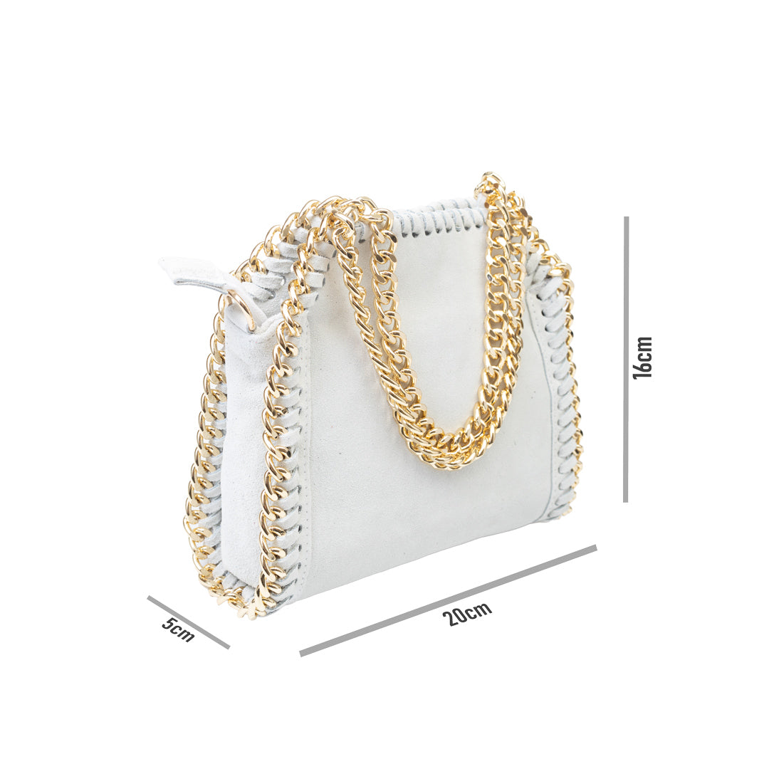 Borsa da donna in pelle naturale bianca Ilona