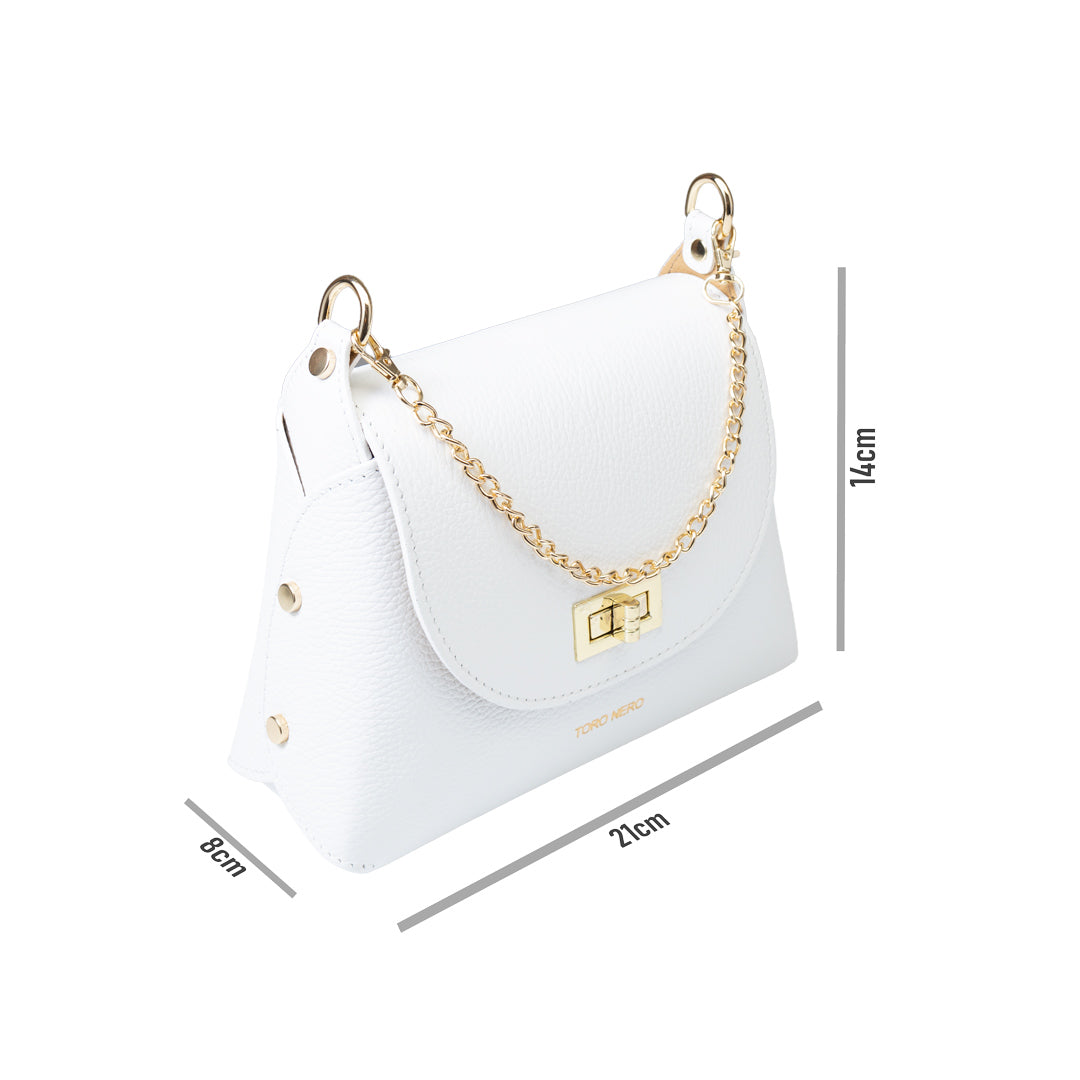Damenhandtasche aus weißem Echtleder Raisa