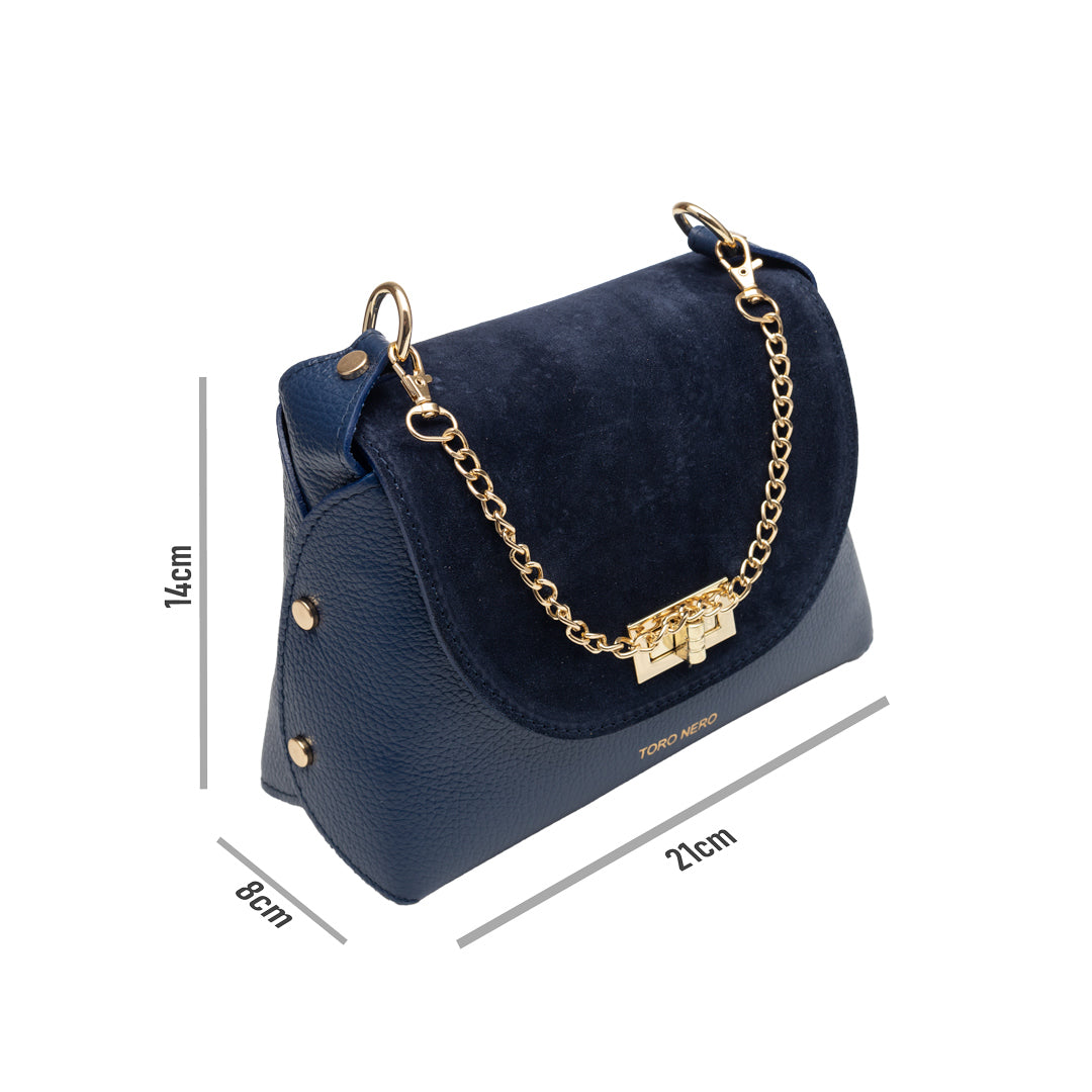 Damenhandtasche aus echtem Wildleder, blau Raisa