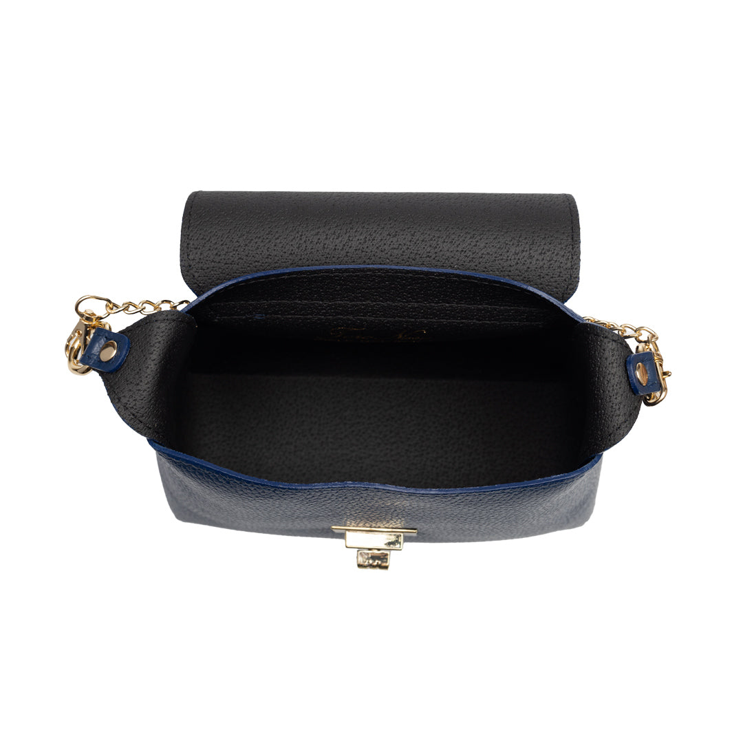 Sac à main femme en daim naturel, bleu Raisa