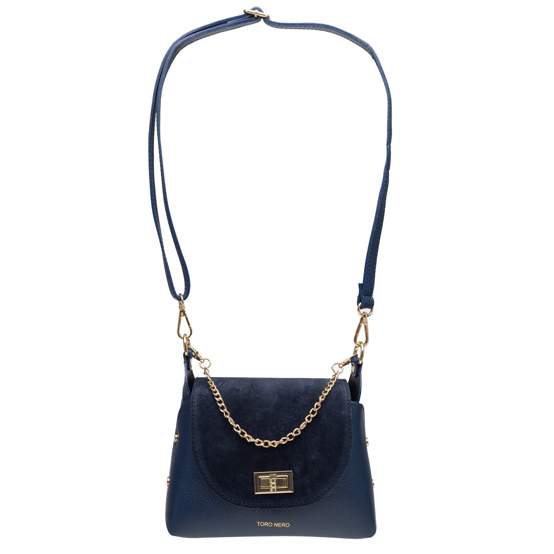 Sac à main femme en daim naturel, bleu Raisa