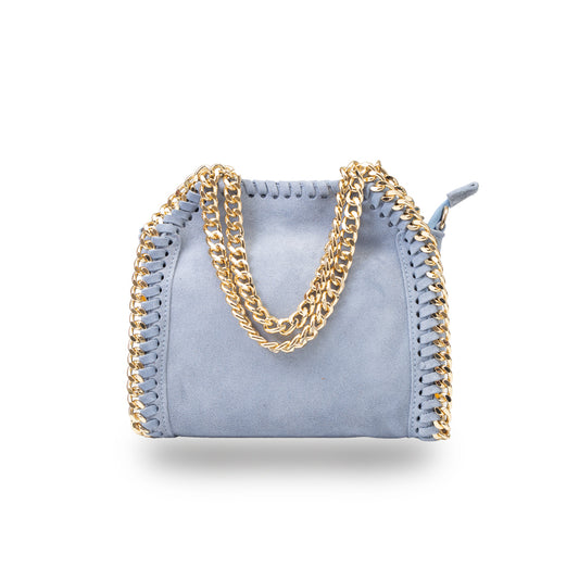Damenhandtasche aus hellblauem Echtleder Ilona