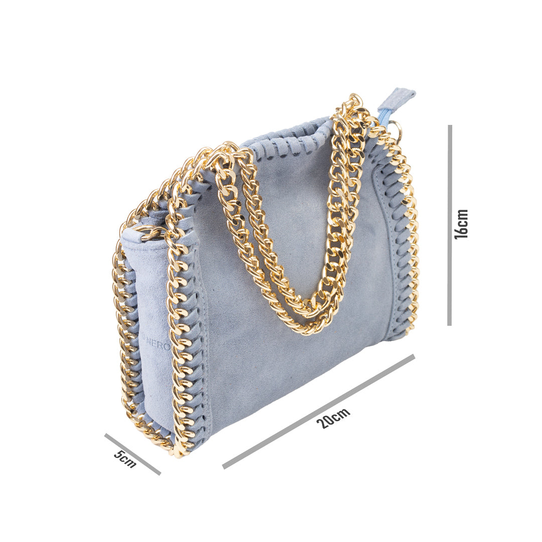Damenhandtasche aus hellblauem Echtleder Ilona