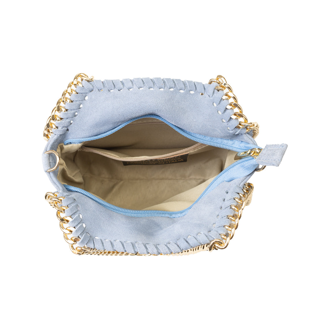 Damenhandtasche aus hellblauem Echtleder Ilona