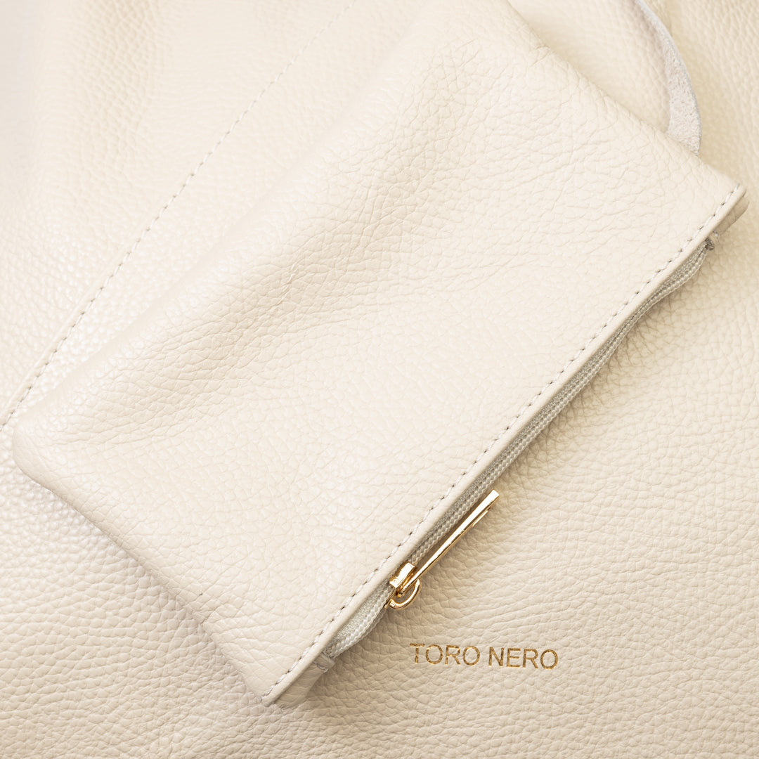 Damenhandtasche aus beigem Echtleder Camelia