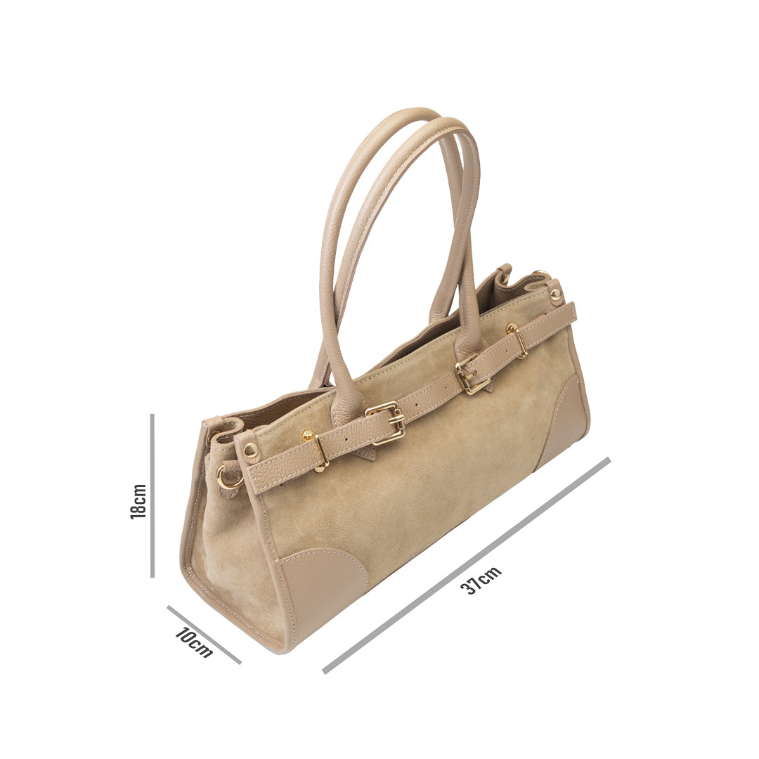 Damenhandtasche aus beigem Echtleder Evelin