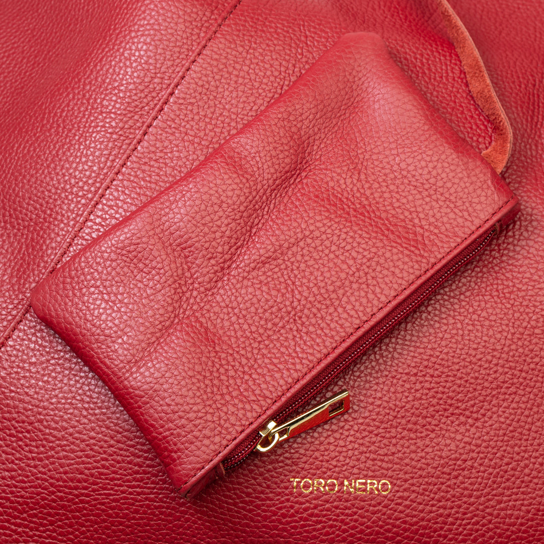 Borsa da donna in vera pelle bordeaux Camelia
