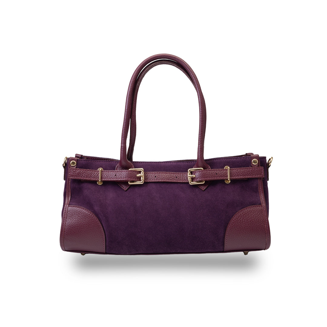 Damenhandtasche aus echtem bordeauxrotem Leder Evelin