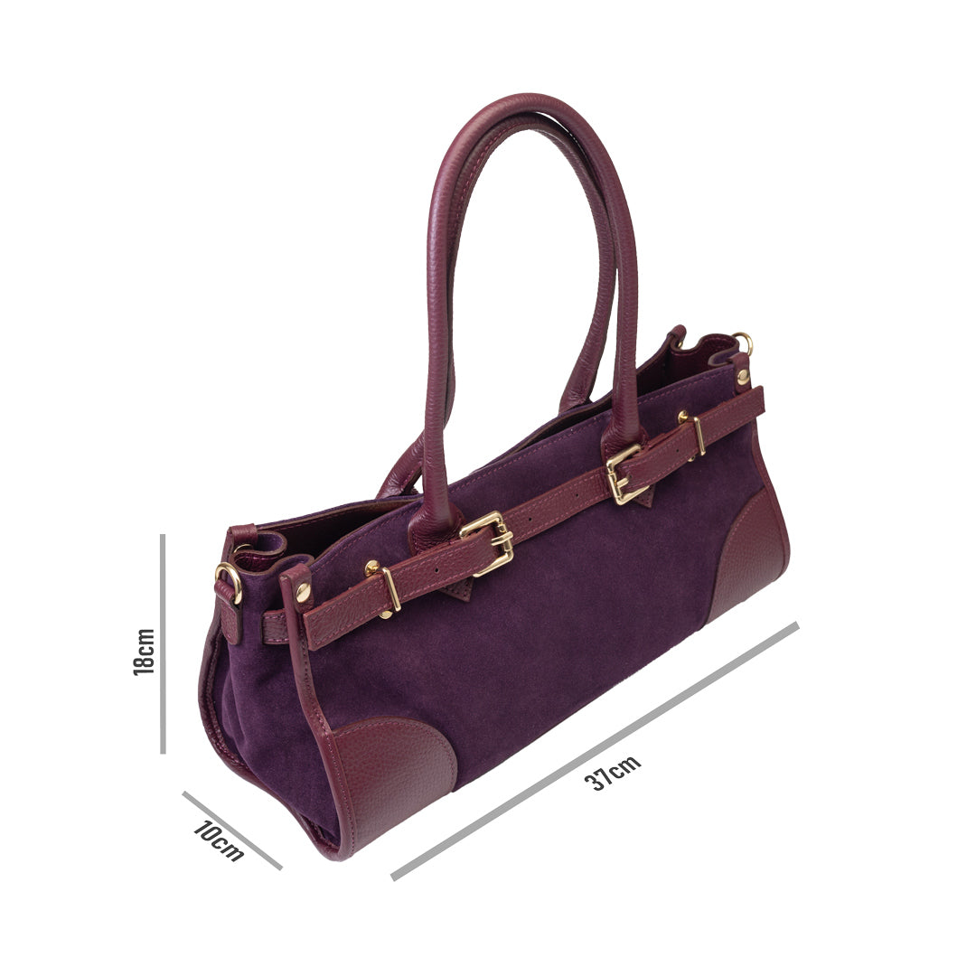 Damenhandtasche aus echtem bordeauxrotem Leder Evelin