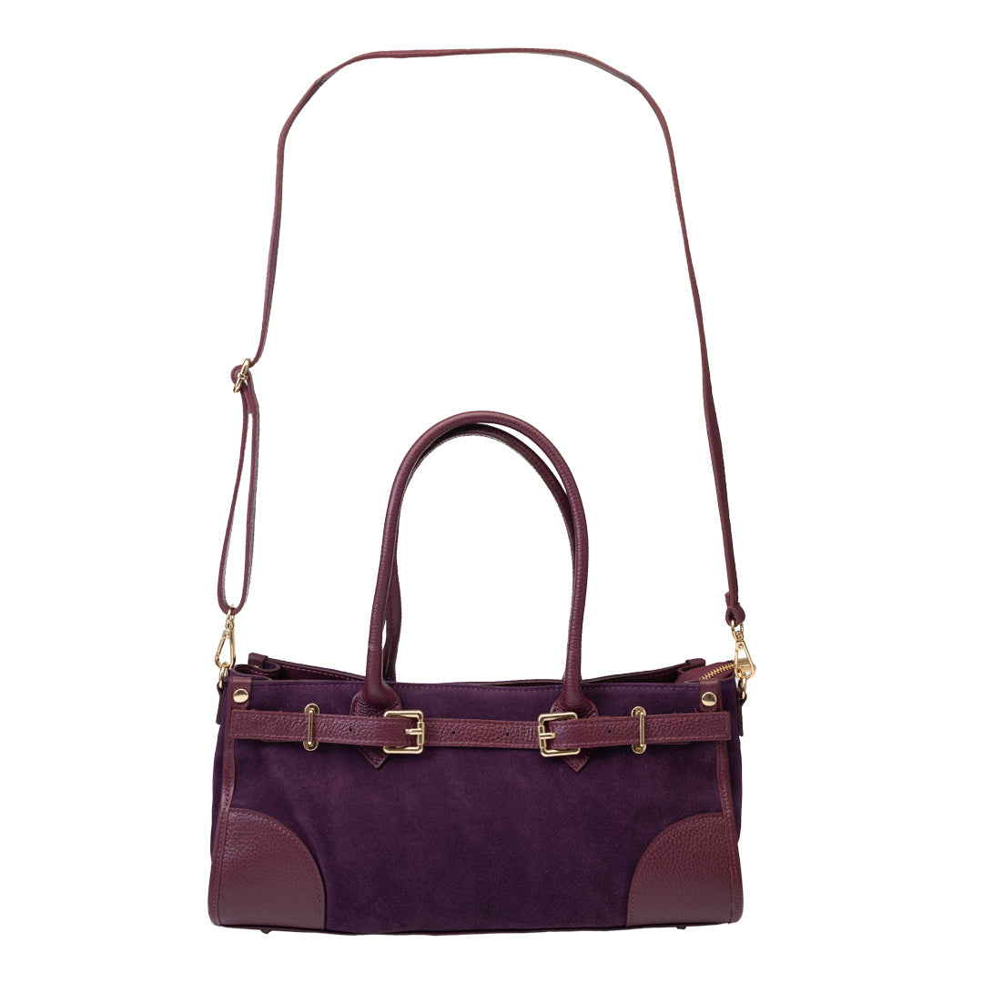 Bolso de piel natural burdeos Evelin para mujer