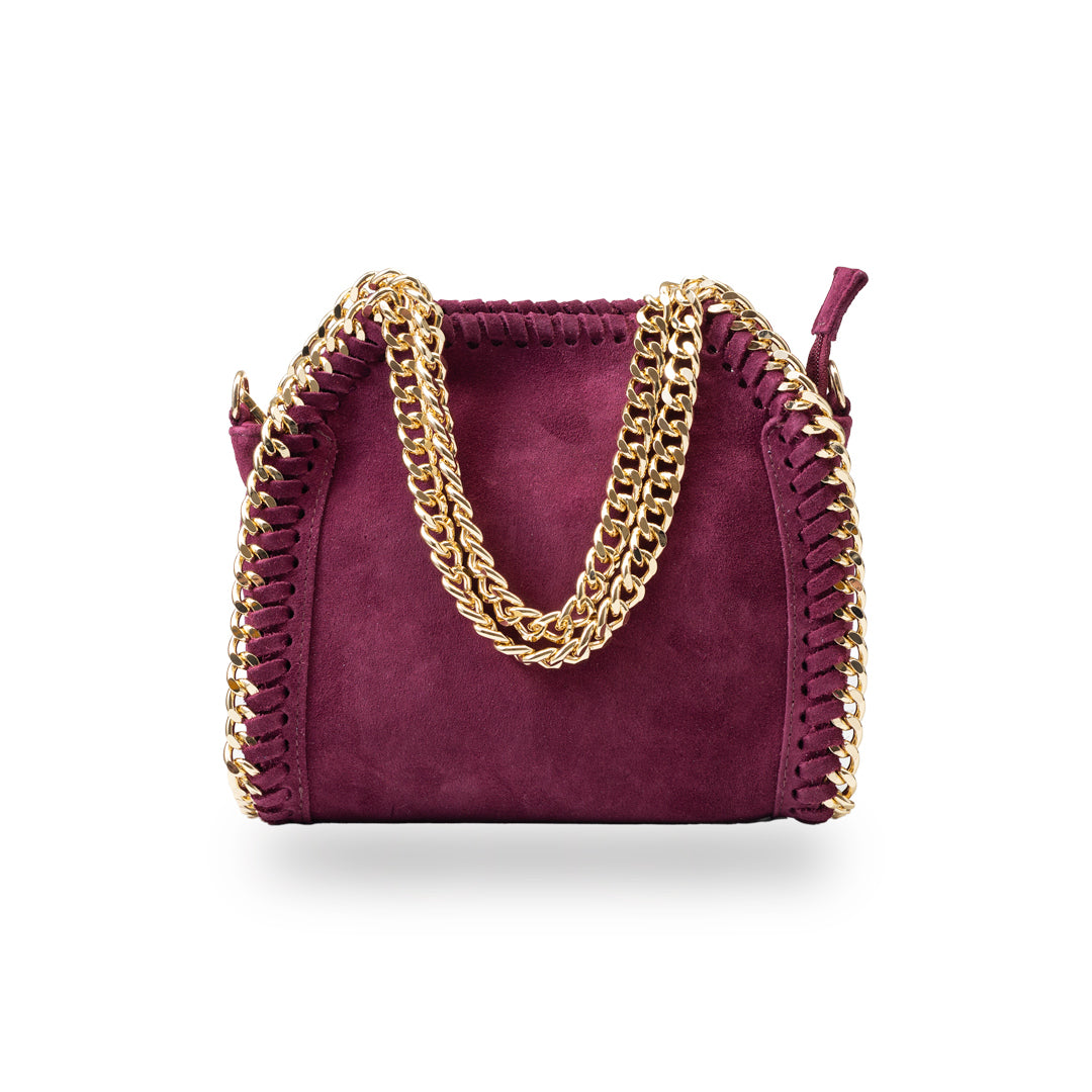 Damenhandtasche aus echtem bordeauxrotem Leder Ilona