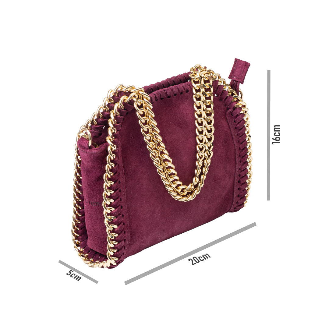 Damenhandtasche aus echtem bordeauxrotem Leder Ilona