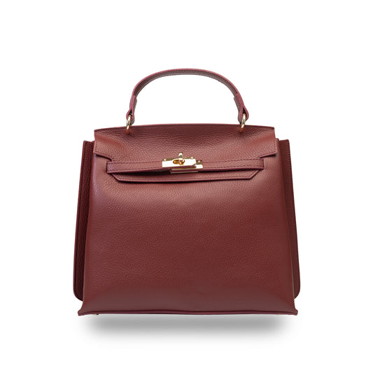 Sac à main bordeaux en cuir véritable pour femme Raluca