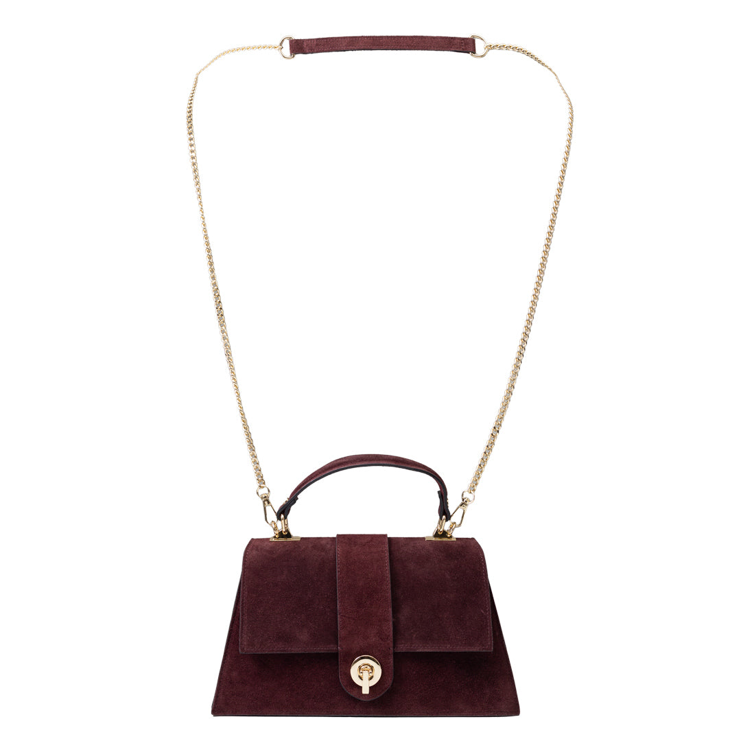 Sac à main en cuir véritable bordeaux pour femme Verona