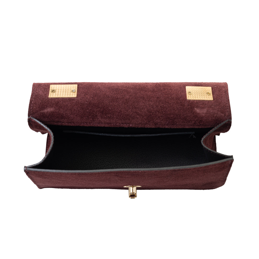 Sac à main en cuir véritable bordeaux pour femme Verona