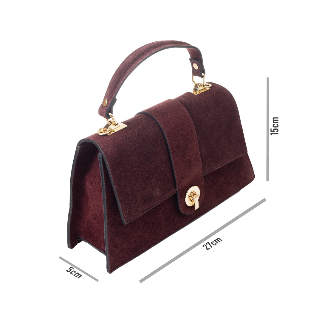 Sac à main en cuir véritable bordeaux pour femme Verona