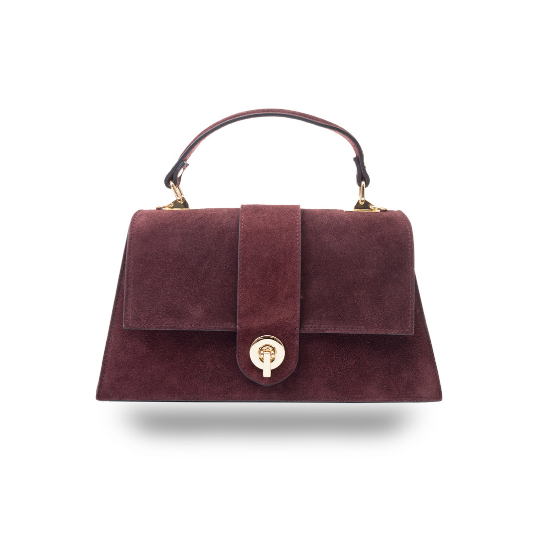 Sac à main en cuir véritable bordeaux pour femme Verona