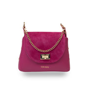 Sac femme en cuir velours véritable, fuchsia Raisa