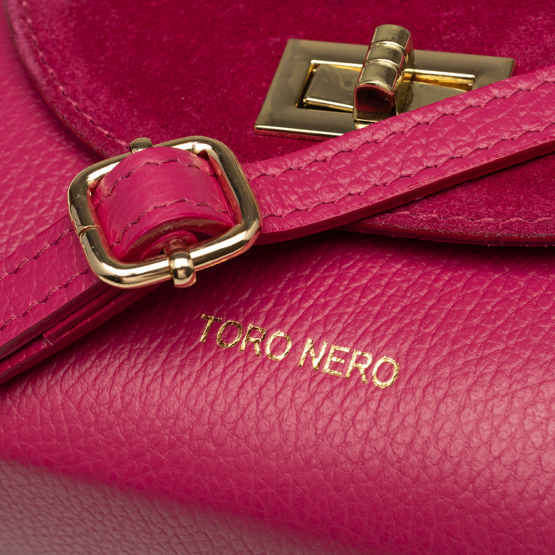 Sac femme en cuir velours véritable, fuchsia Raisa
