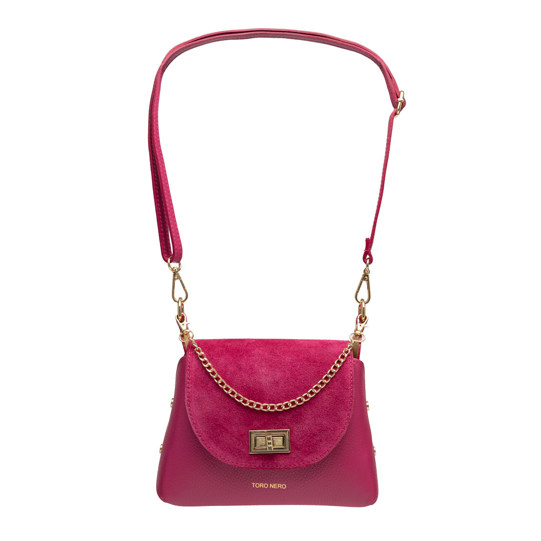 Sac femme en cuir velours véritable, fuchsia Raisa
