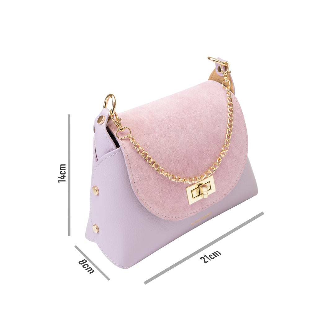Damenhandtasche aus Naturwildleder, lila Raisa