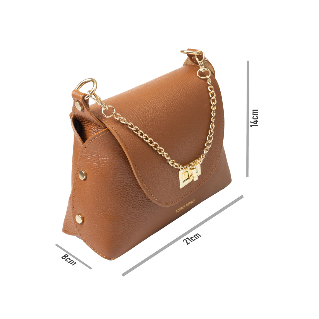 Women's brown genuine leather bag Raisa