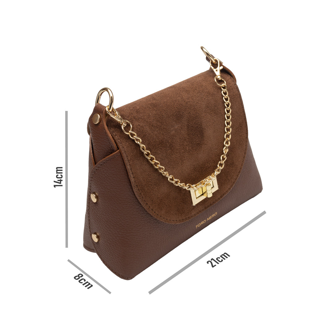 Damenhandtasche aus echtem Wildleder, braun Raisa