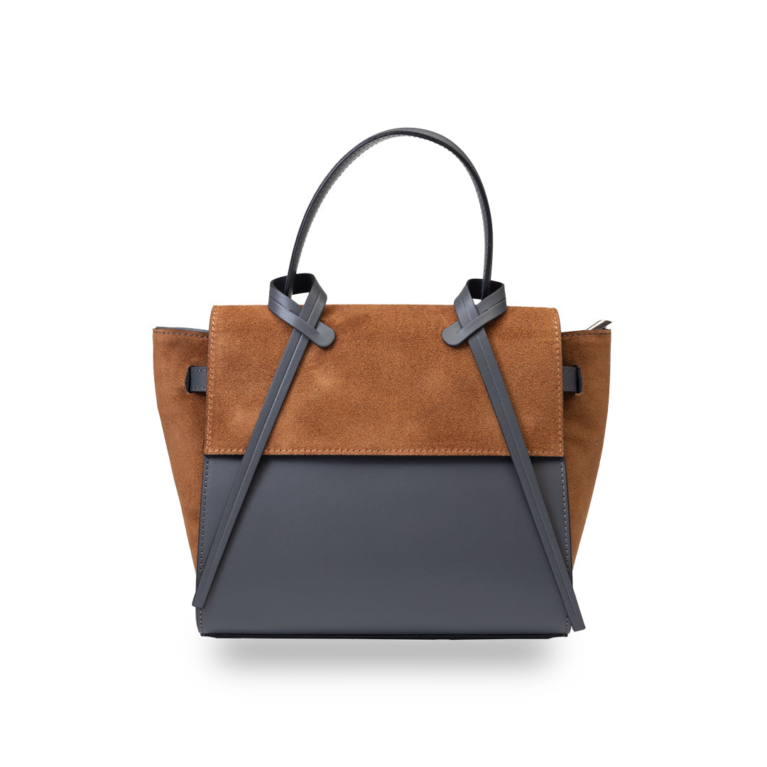 Women's brown-gray genuine leather bag Erika