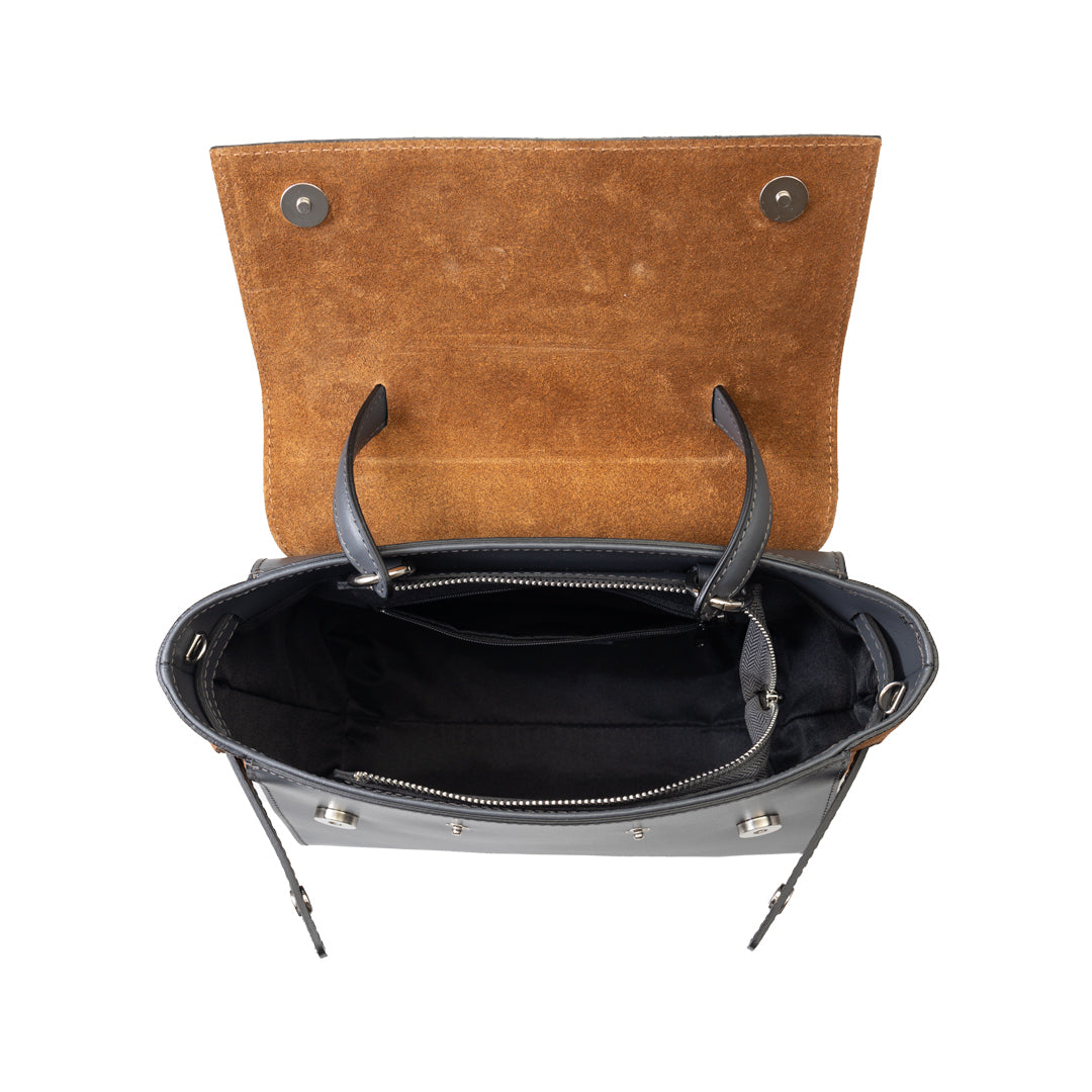 Women's brown-gray genuine leather bag Erika