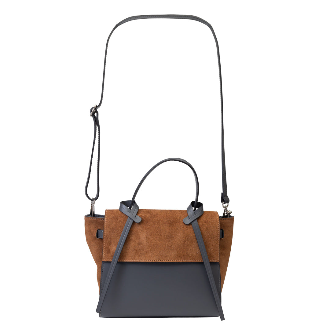 Women's brown-gray genuine leather bag Erika